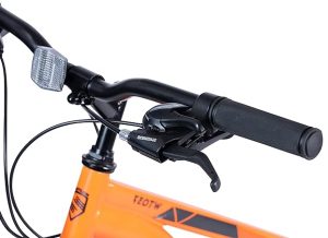 Wildtrak - Steel Mountain Bike, Adult, 27.5 Inch, 21 Speed, Shimano shifters - Orange - Handlebar Review